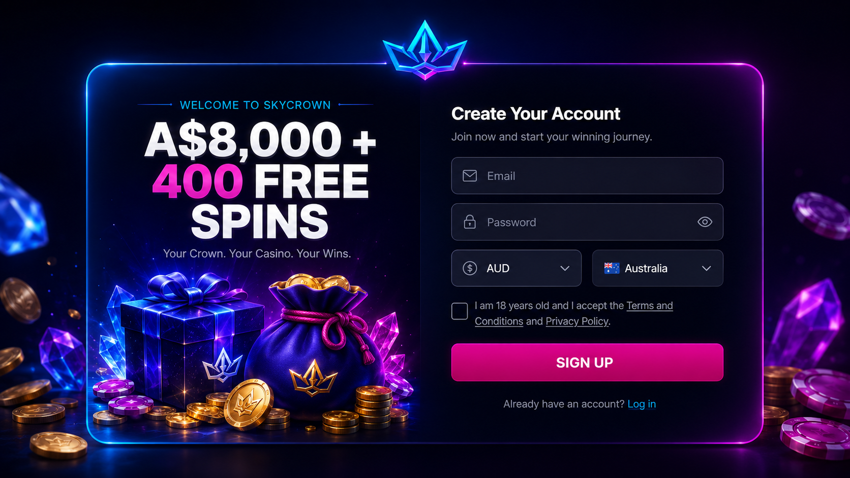 Scycrown Casino registration process